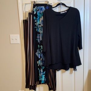 SusanGraver liquid knit pants(3) & peplum shirt